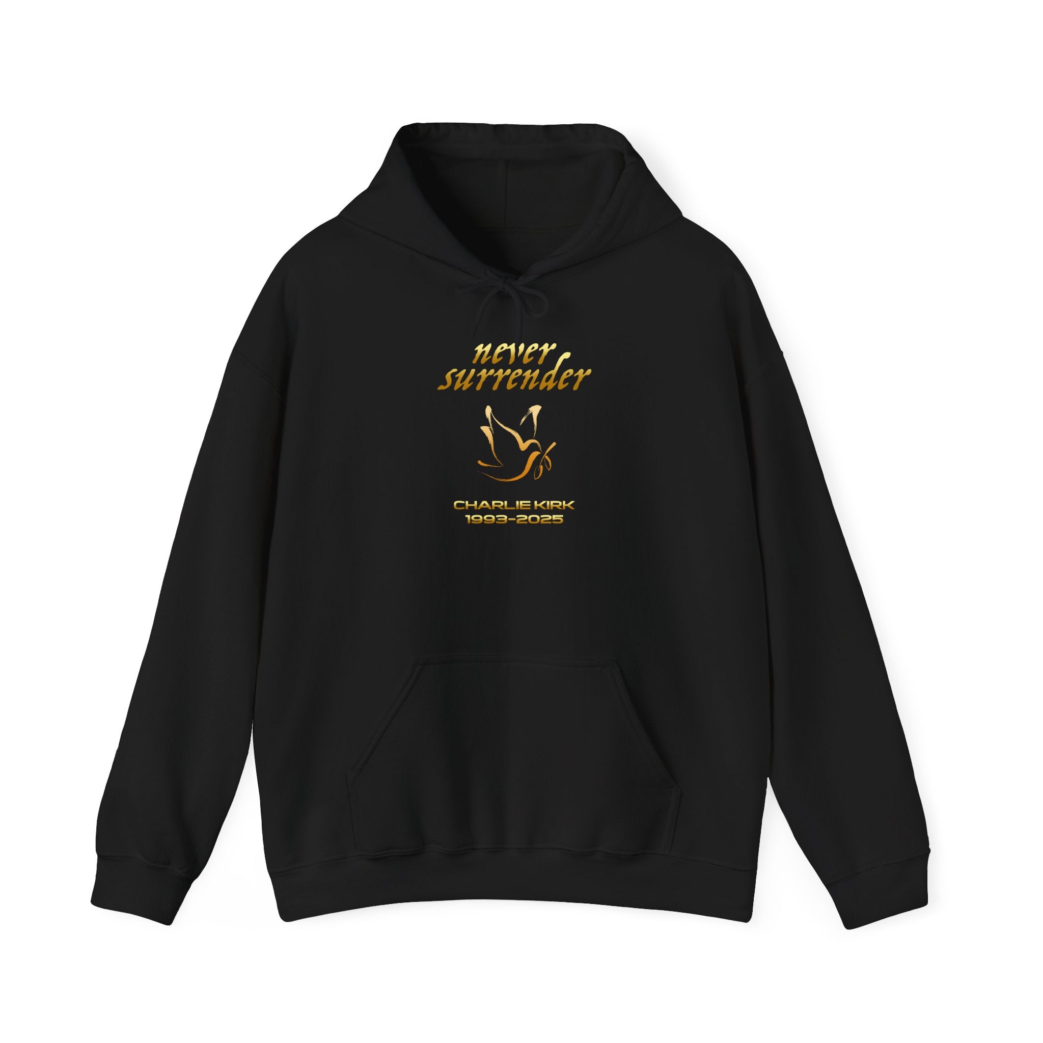 Never Surrender Charlie Kirk Hoodie - Cozy Streetwear, Unisex Gift, Casual Style, Motivational Apparel