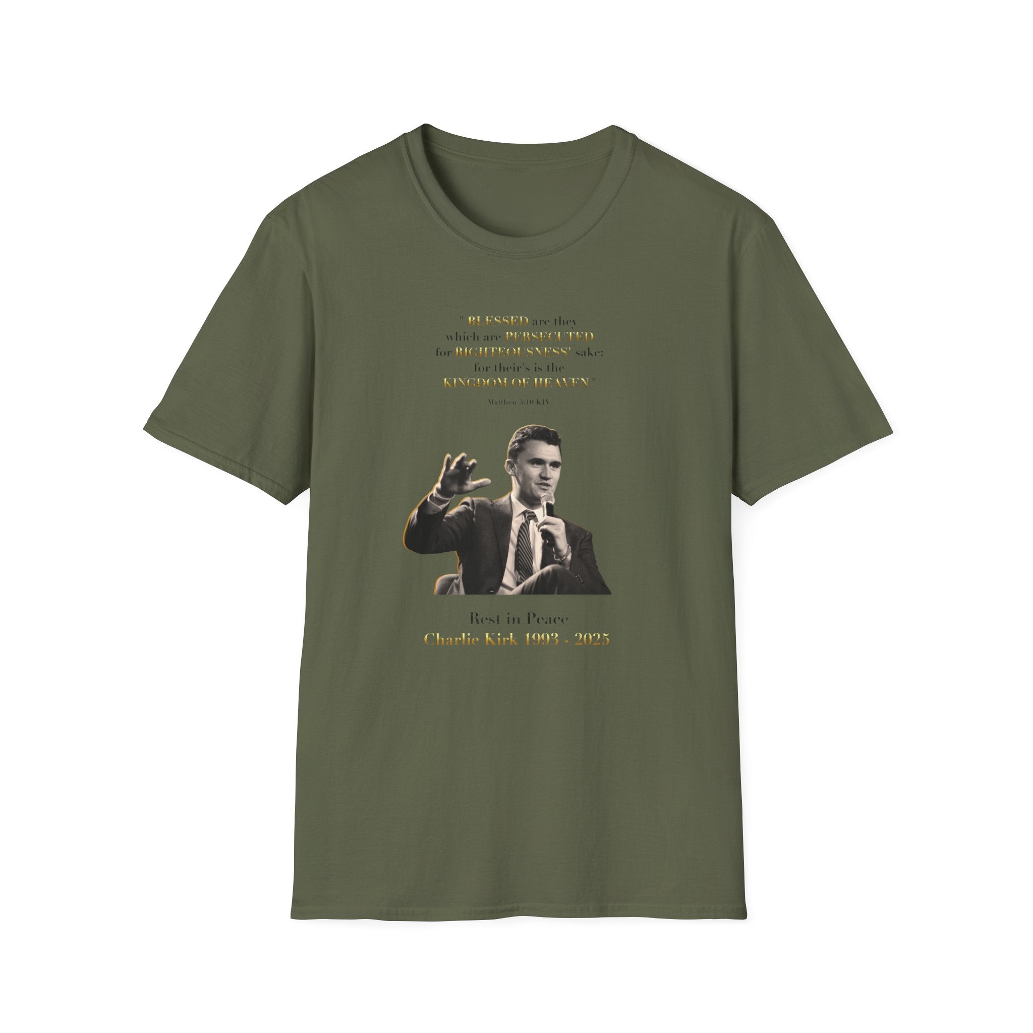 Rest in Peace Charlie Kirk Unisex T-Shirt, Matthew 5:10 Vintage Tribute Tee, Memorial Shirt, Grief Support Gift, Commemorative Wear