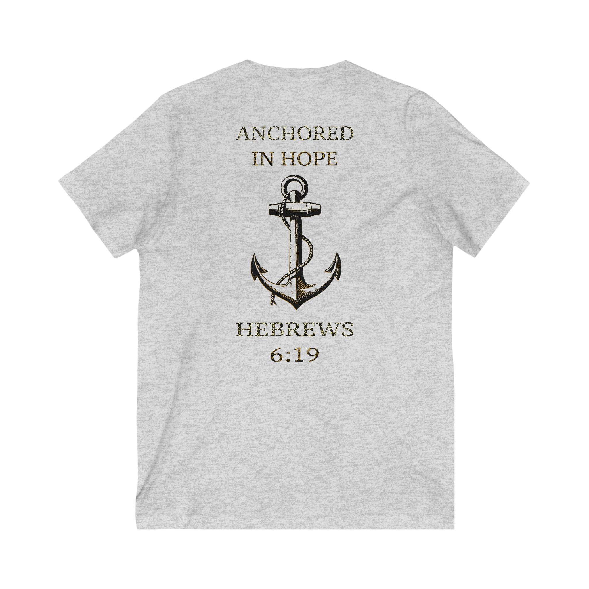Anchored in Hope Women's V-neck Tee-Shirt, Faith-Based Apparel, Christian Street Wear, Casual Christian Clothes, Comfortable & Soft