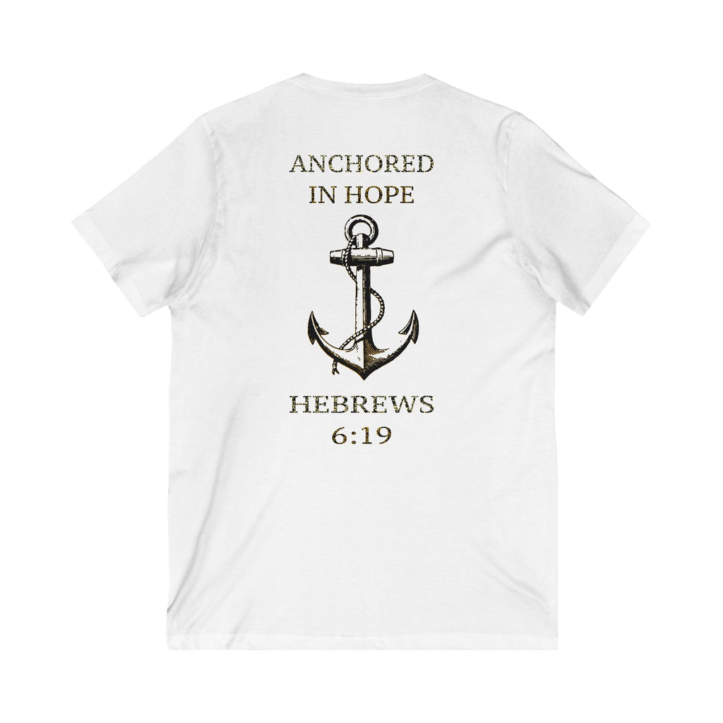 Anchored in Hope Women's V-neck Tee-Shirt, Faith-Based Apparel, Christian Street Wear, Casual Christian Clothes, Comfortable & Soft