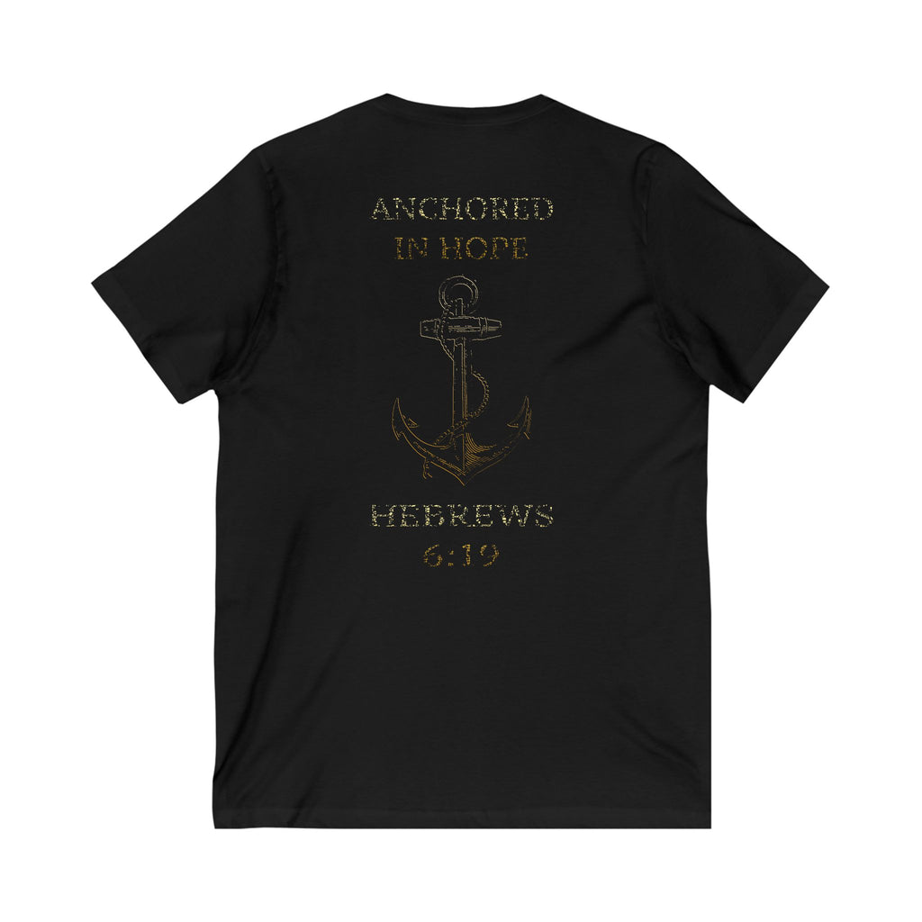 Anchored in Hope Women's V-neck Tee-Shirt, Faith-Based Apparel, Christian Street Wear, Casual Christian Clothes, Comfortable & Soft