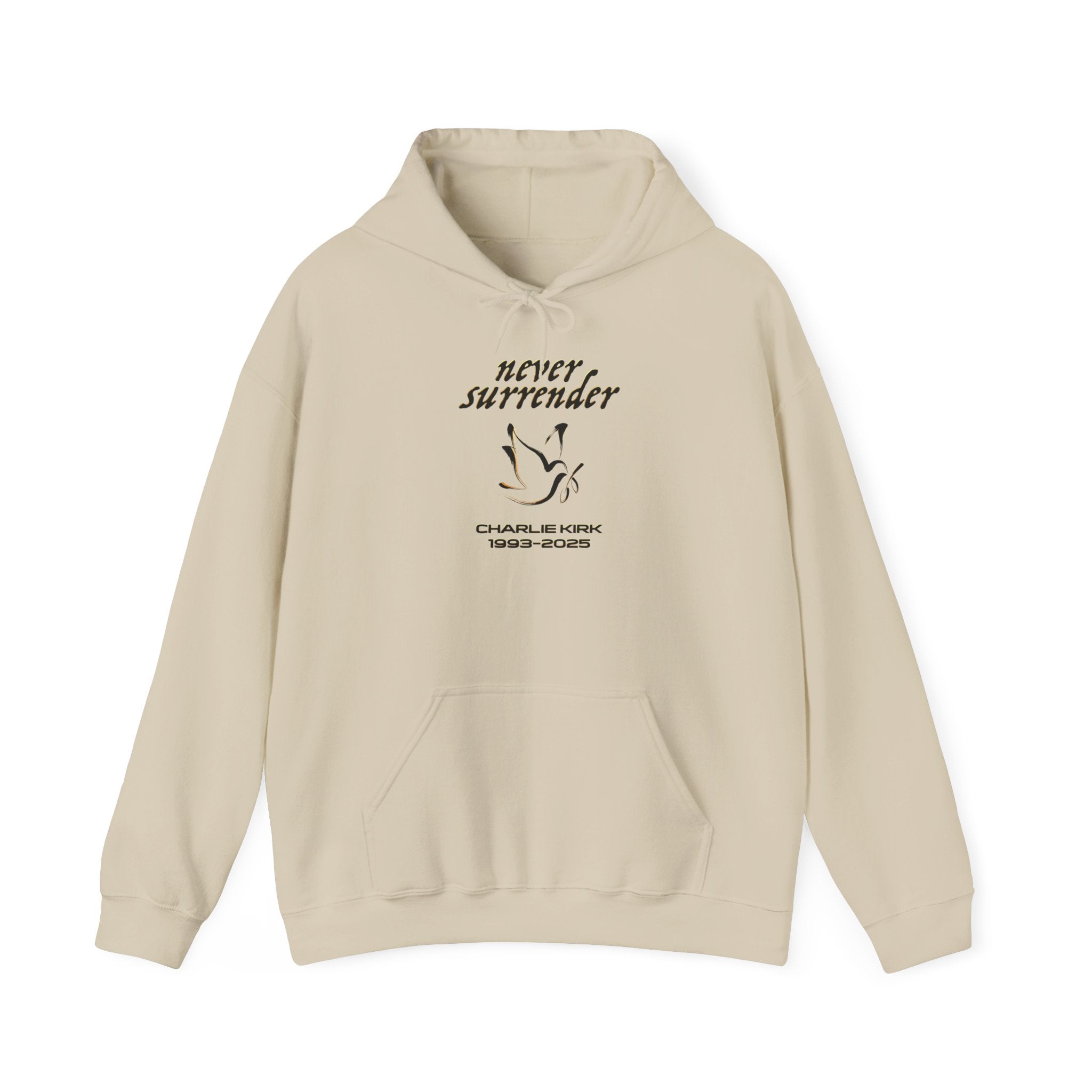 Never Surrender Charlie Kirk Hoodie - Cozy Streetwear, Unisex Gift, Casual Style, Motivational Apparel