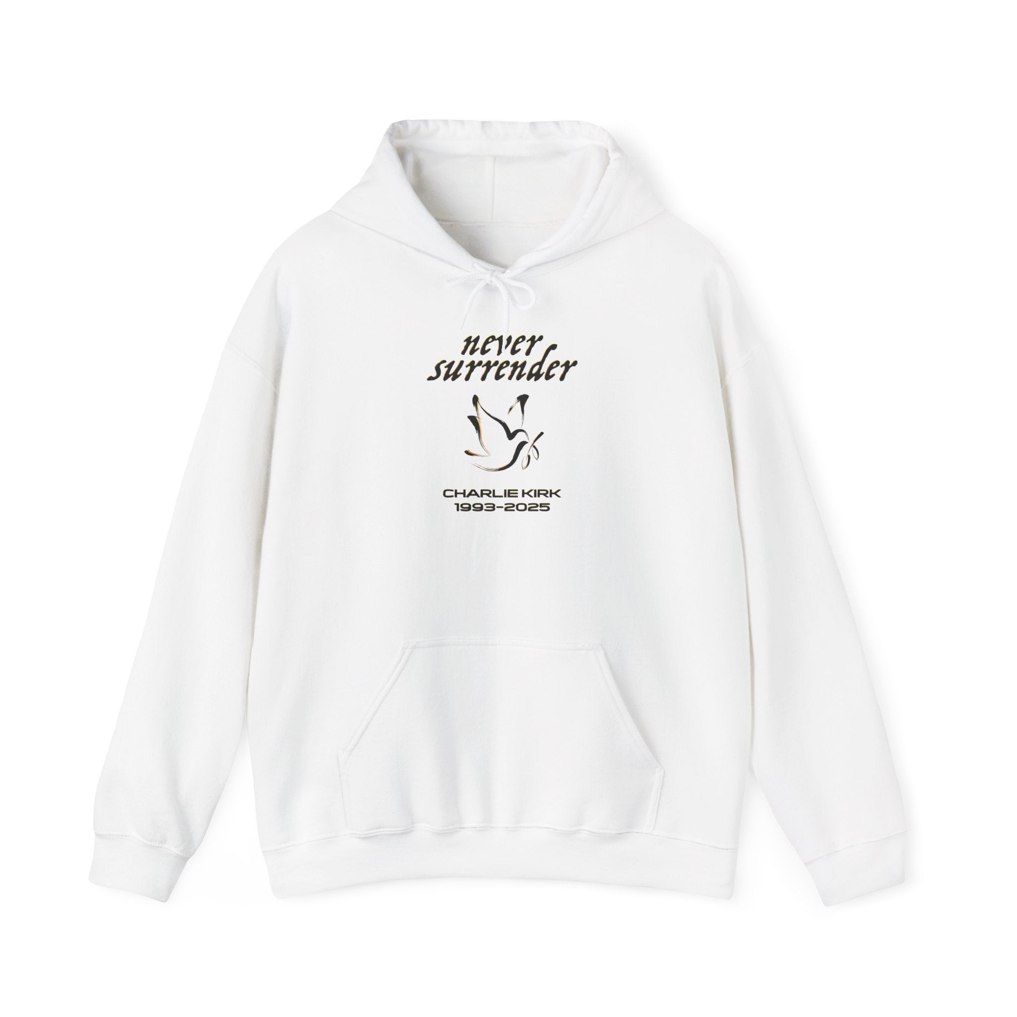 Never Surrender Charlie Kirk Hoodie - Cozy Streetwear, Unisex Gift, Casual Style, Motivational Apparel