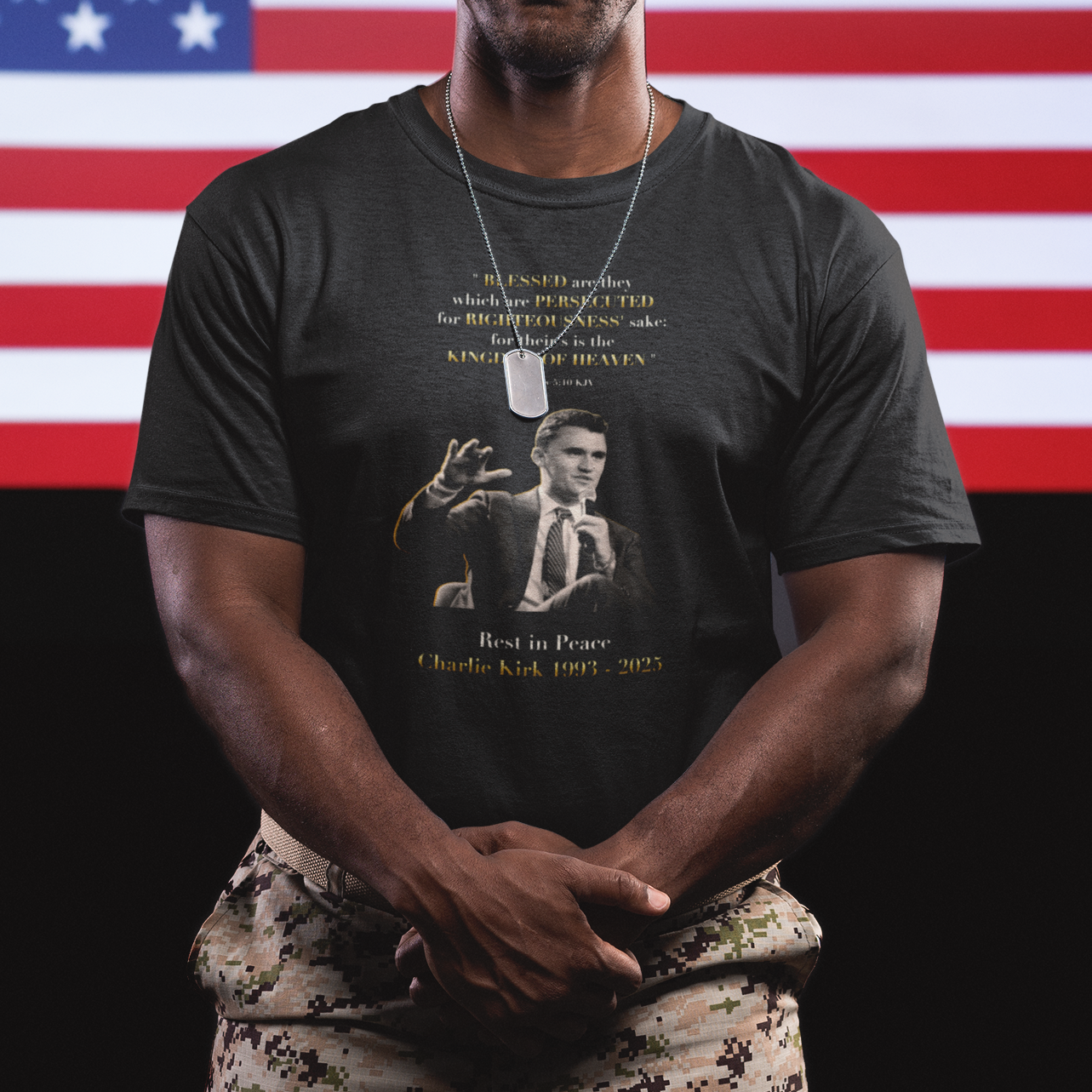 Rest in Peace Charlie Kirk Unisex T-Shirt, Matthew 5:10 Vintage Tribute Tee, Memorial Shirt, Grief Support Gift, Commemorative Wear