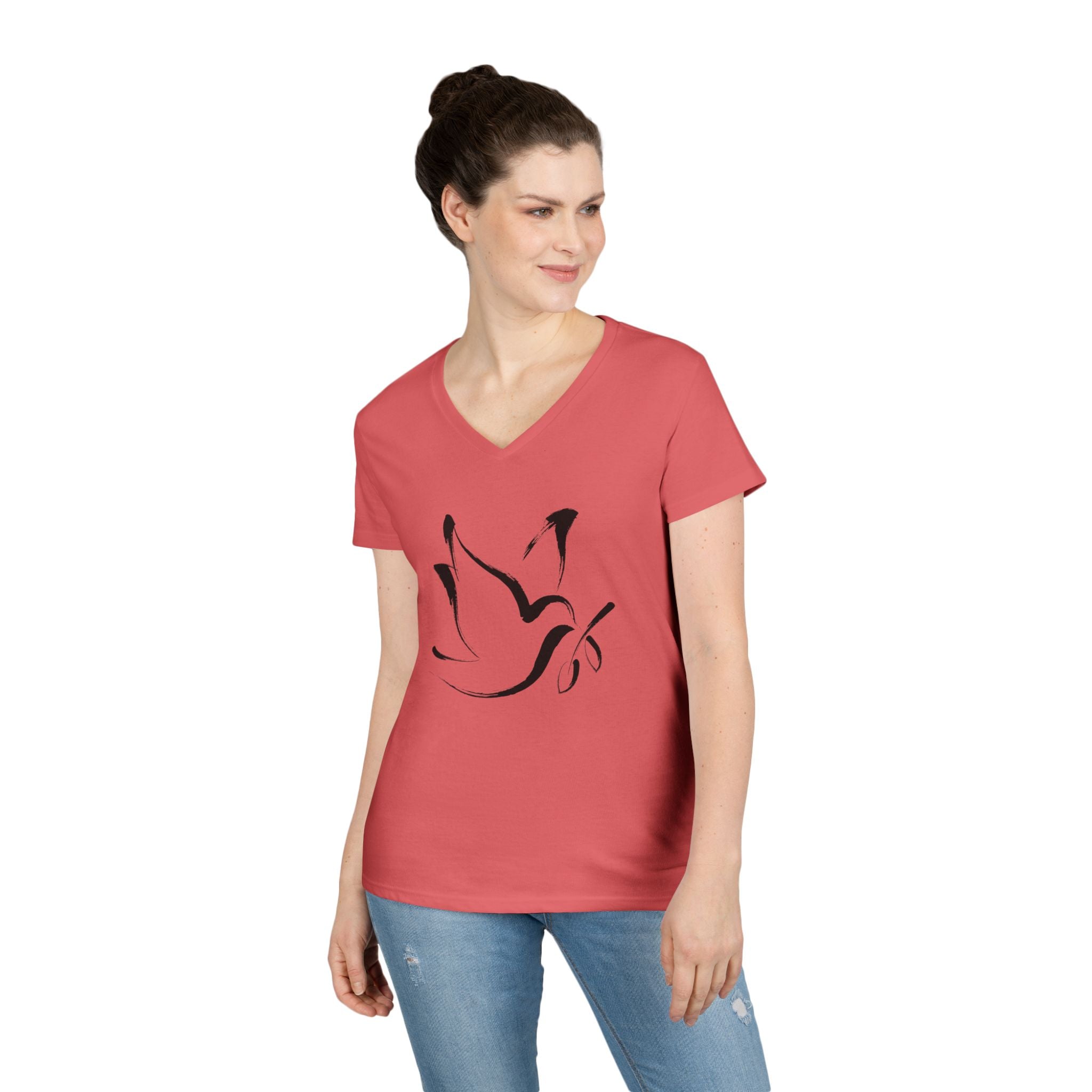 Women's Light in the Dark V-Neck T-Shirt, Faith-Based Fashion, Inspirational Gift, Casual Wear, Comfortable Women's Wear