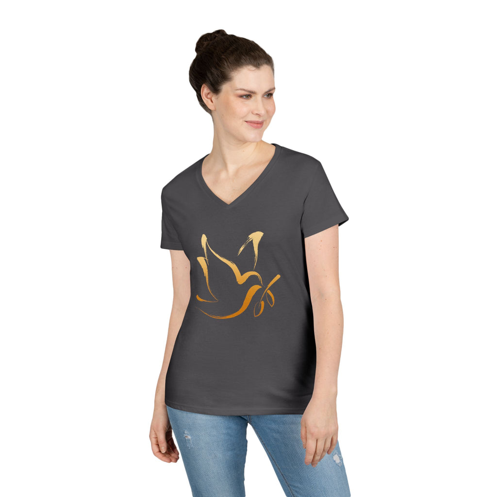 Women's Light in the Dark V-Neck T-Shirt, Faith-Based Fashion, Inspirational Gift, Casual Wear, Comfortable Women's Wear