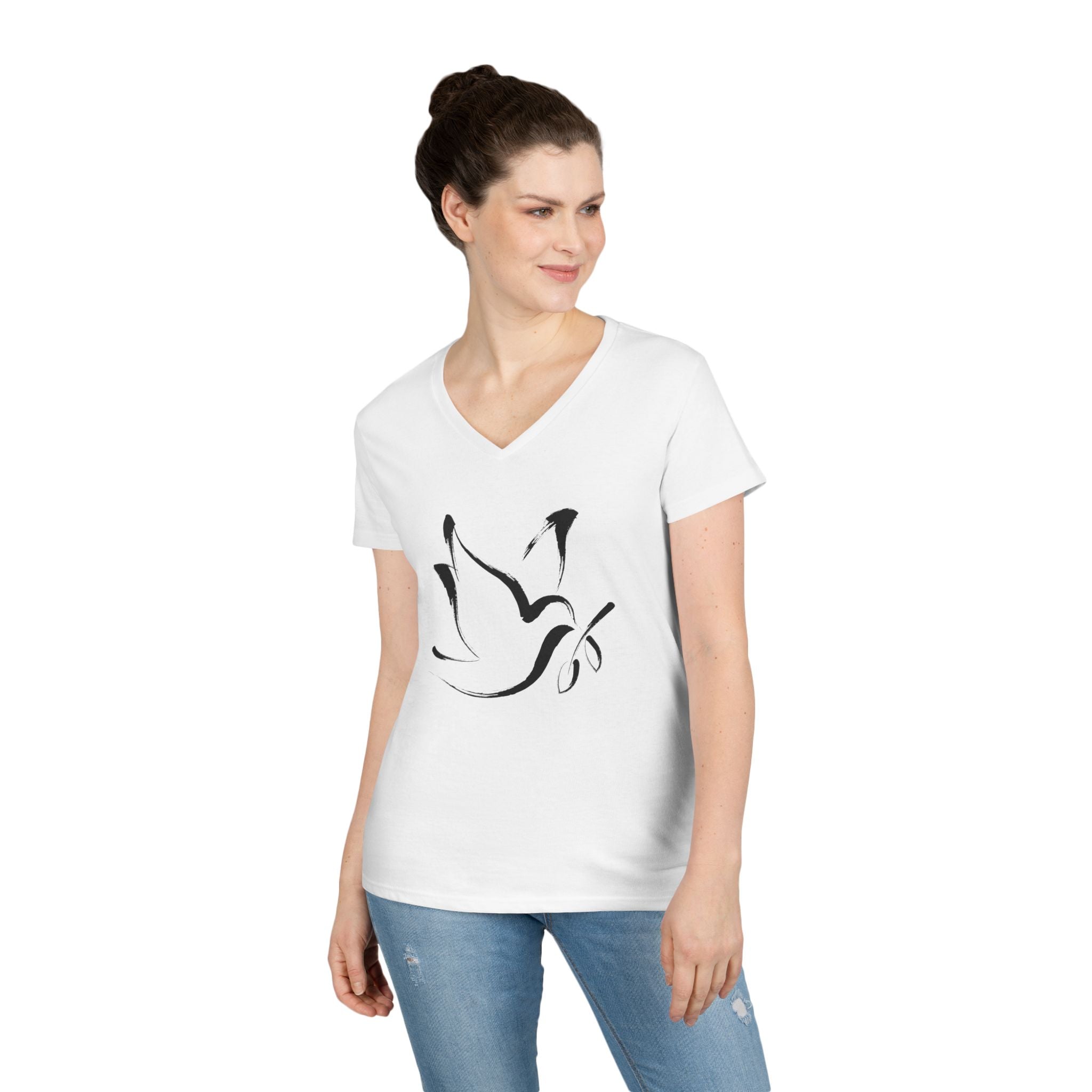 Women's Light in the Dark V-Neck T-Shirt, Faith-Based Fashion, Inspirational Gift, Casual Wear, Comfortable Women's Wear