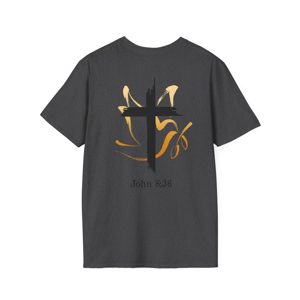 John 8:36 Unisex Christian Tee, Inspirational Shirt, Casual Wear