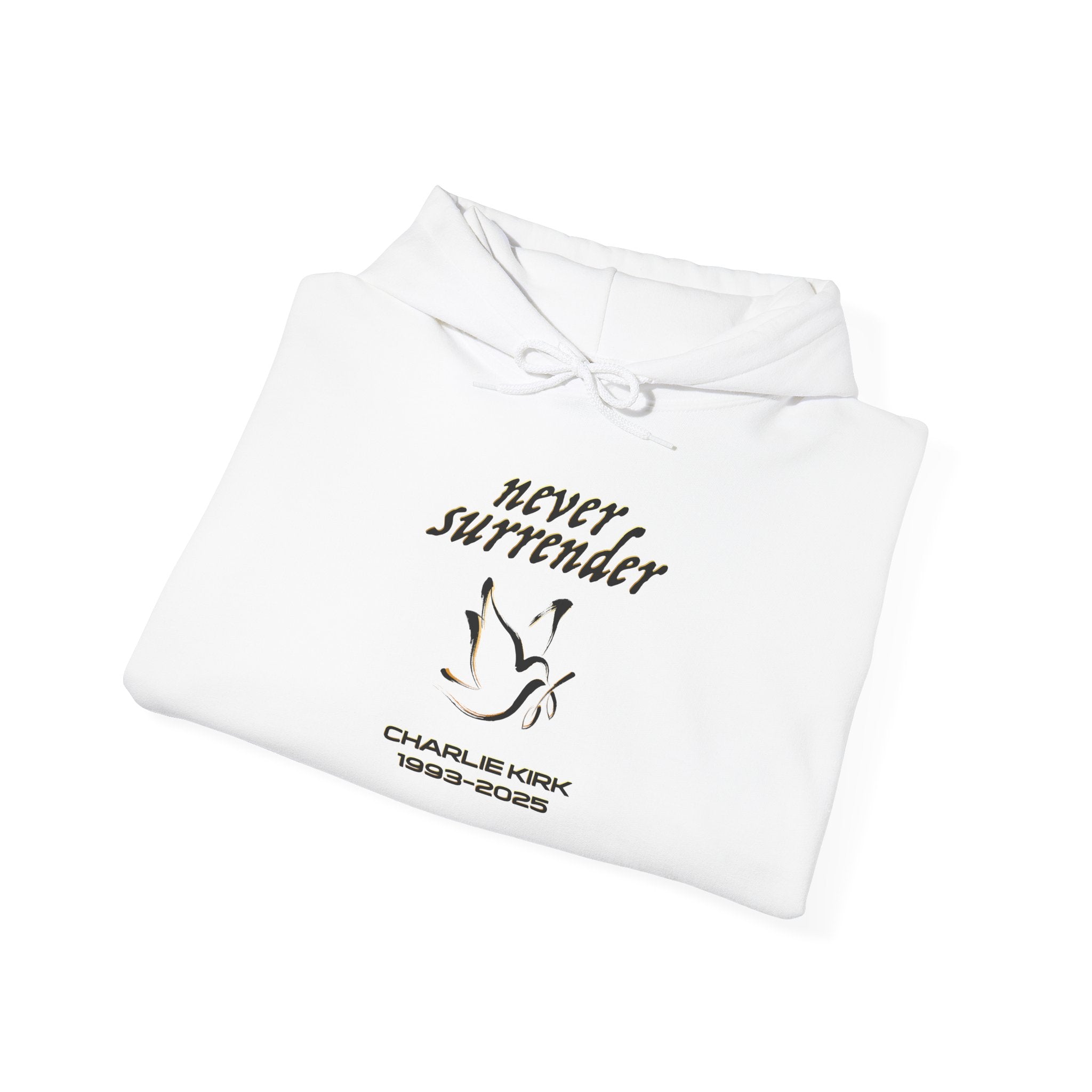 Never Surrender Charlie Kirk Hoodie - Cozy Streetwear, Unisex Gift, Casual Style, Motivational Apparel