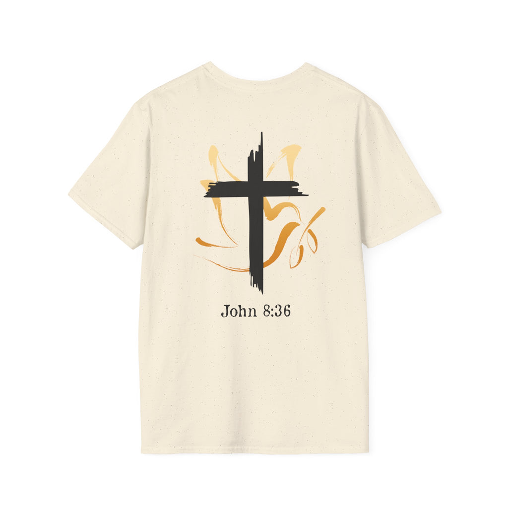 John 8:36 Unisex Christian Tee, Inspirational Shirt, Casual Wear